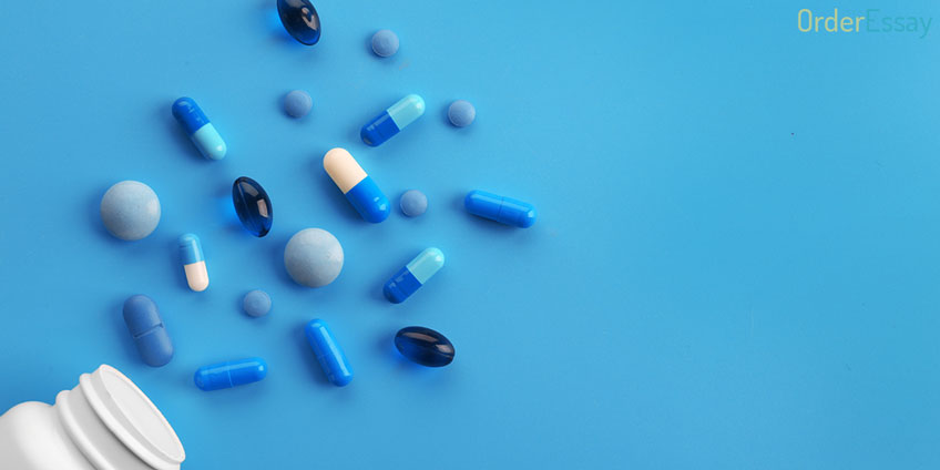 Heap of Pills Blue Background